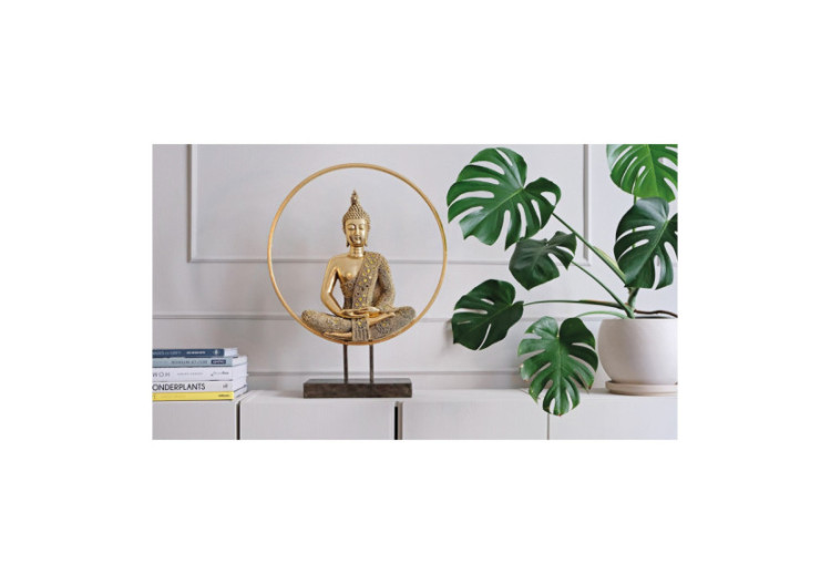 Statue de Bouddha en cercle - Métal doré et poly 49x65x17cm - 10030059 - WURM 2
