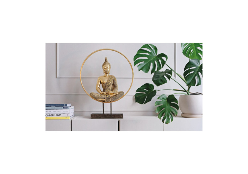 Statue de Bouddha en cercle - Métal doré et poly 49x65x17cm - 10030059 - WURM