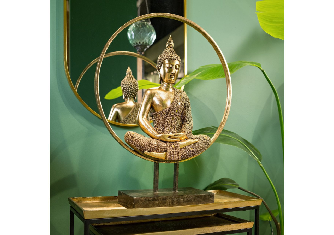 Statue de Bouddha en cercle - Métal doré et poly 49x65x17cm - 10030059 - WURM