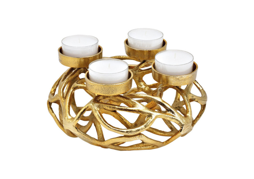 Couronne de l'Avent en métal doré - Dimensions 25x11x25cm - 10030007 - WURM