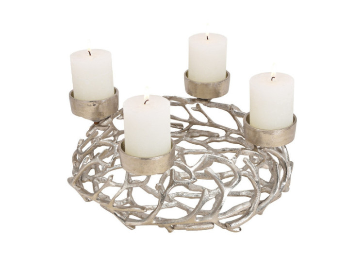 Couronne de l'Avent en métal - Argent 38x15x38cm - 10030004 - WURM