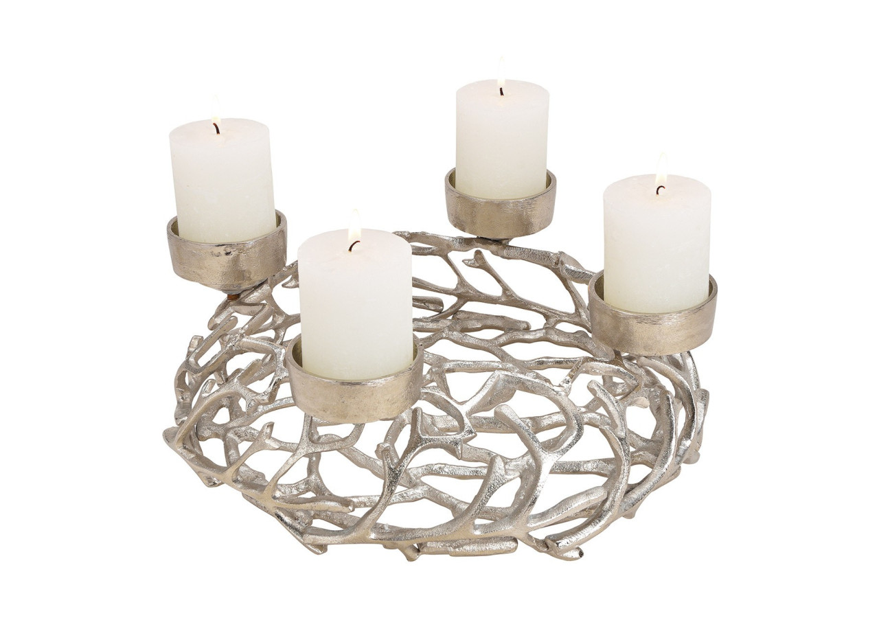 Couronne de l'Avent en métal - Argent 38x15x38cm - 10030004 - WURM