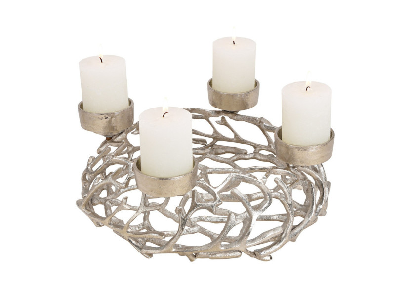 Couronne de l'Avent en métal - Argent 38x15x38cm - 10030004 - WURM