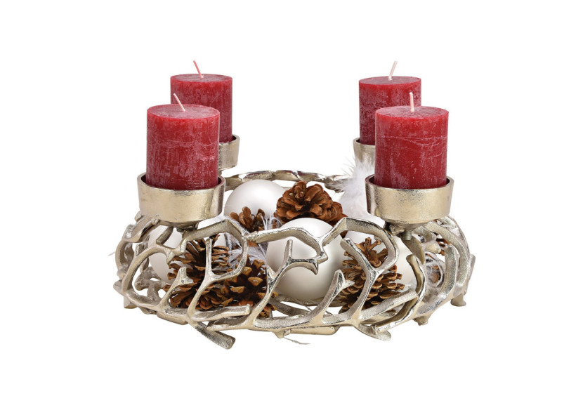 Couronne de l'Avent en métal - Argent 38x15x38cm - 10030004 - WURM