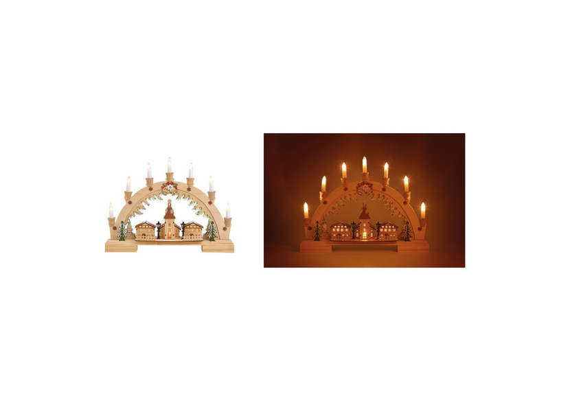 Lumière en bois Nature - Lichterbogen Dorfkirche LED 7er - Dimensions 45 x 33 x 6 cm - 10029959 - WURM Lumière en bois Nature - Lichterbogen Dorfkirche LED 7er - Dimensions 45 x 33 x 6 cm - 10029959 - WURM