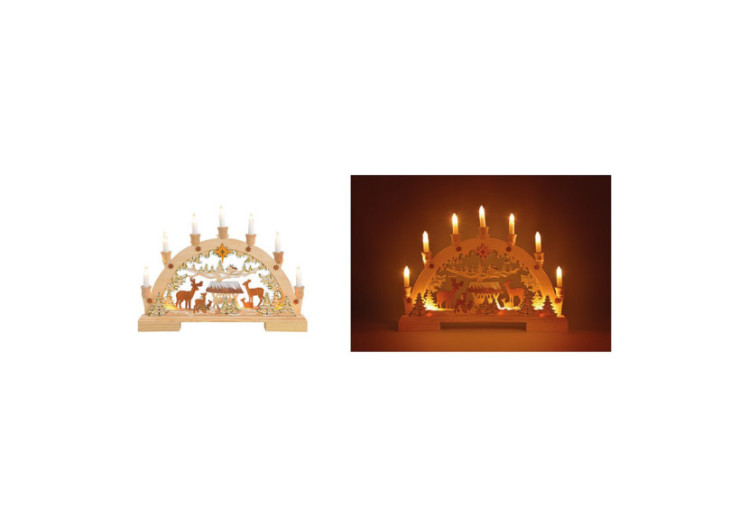 Lumière en bois Nature - Lichterbogen Winterwald LED 7er - Dimensions 45 x 33 x 6 cm - 10029958 - WURM
