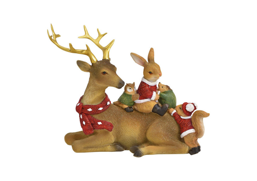 Hirsch allongé en poly multicolore - Dimensions 20 x 16 x 10 cm - 10029901 - WURM