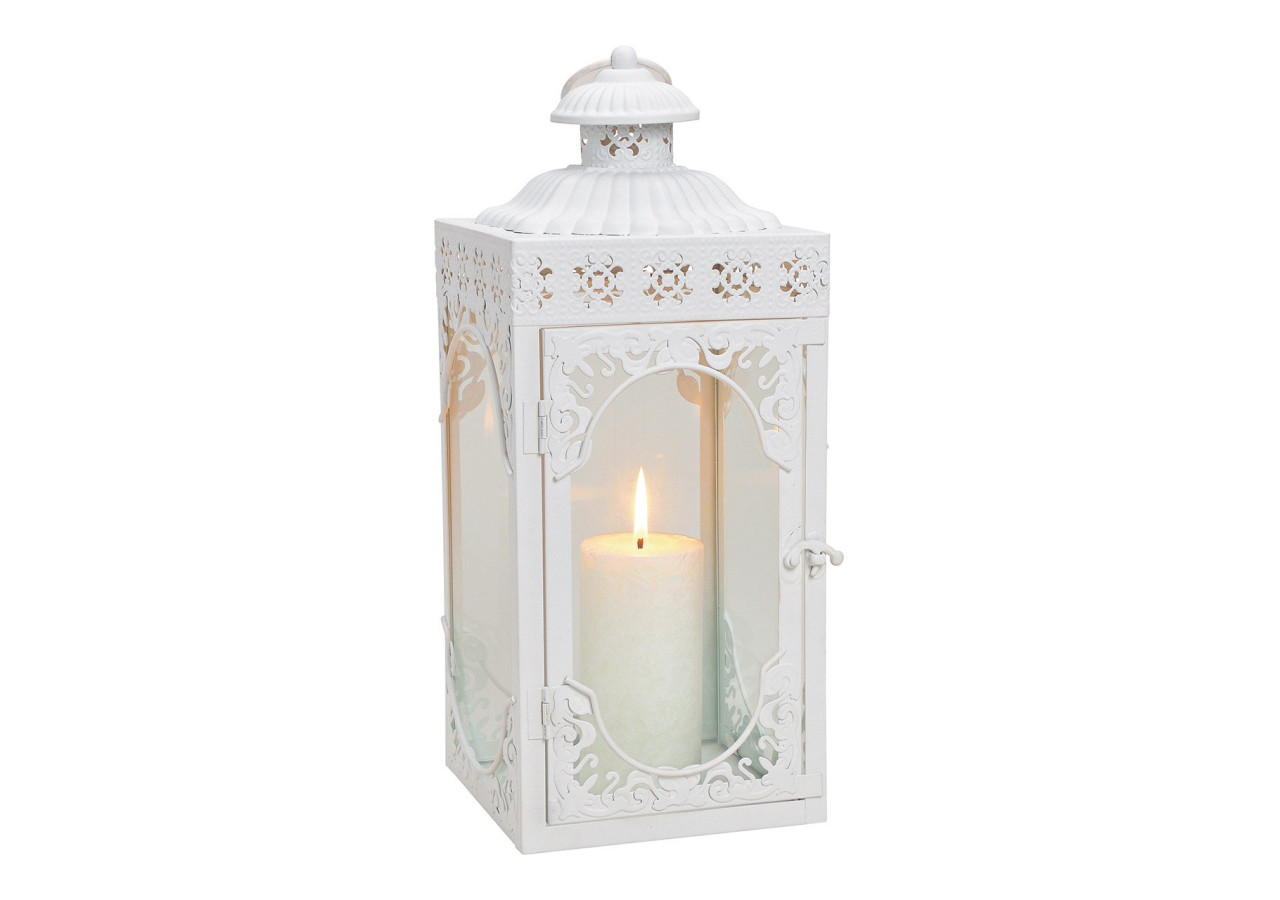 Lanternes en métal et verre blanc - Dimensions 17 x 39 x 16 cm - 10029794 - WURM