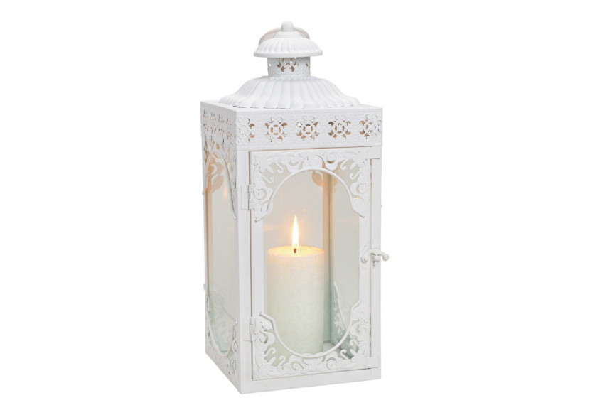 Lanternes en métal et verre blanc - Dimensions 17 x 39 x 16 cm - 10029794 - WURM
