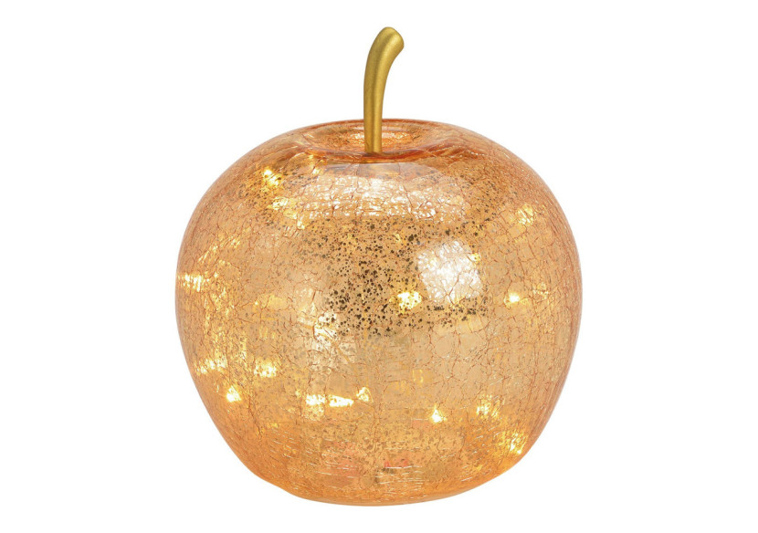 Pomme LED avec minuterie - Verre doré 16x17x16cm - 10029733 - WURM