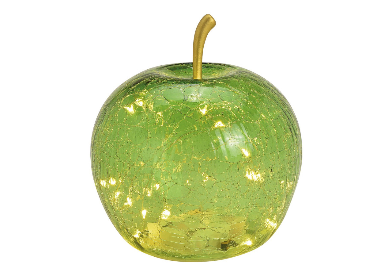 Pomme LED avec minuterie - Verre vert clair 16x17x16cm - 10029725 - WURM