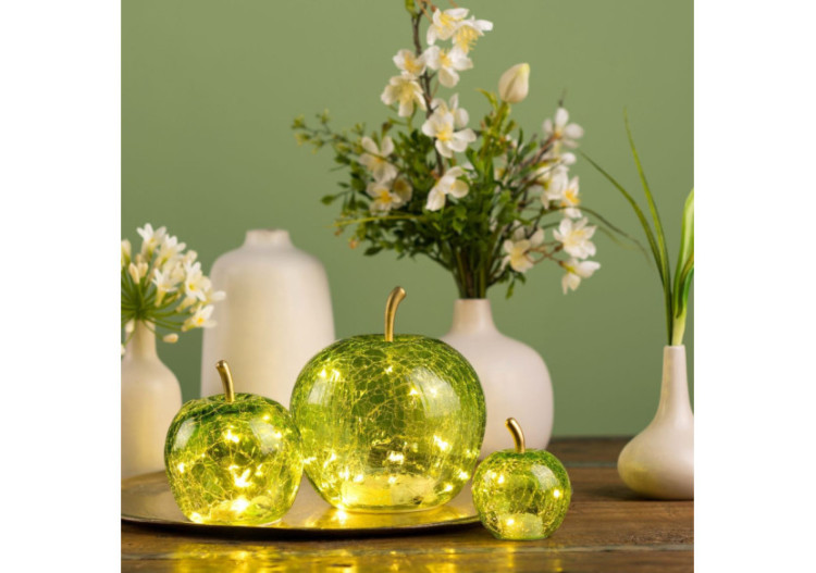 Pomme LED avec minuterie - Verre vert clair 16x17x16cm - 10029725 - WURM 2