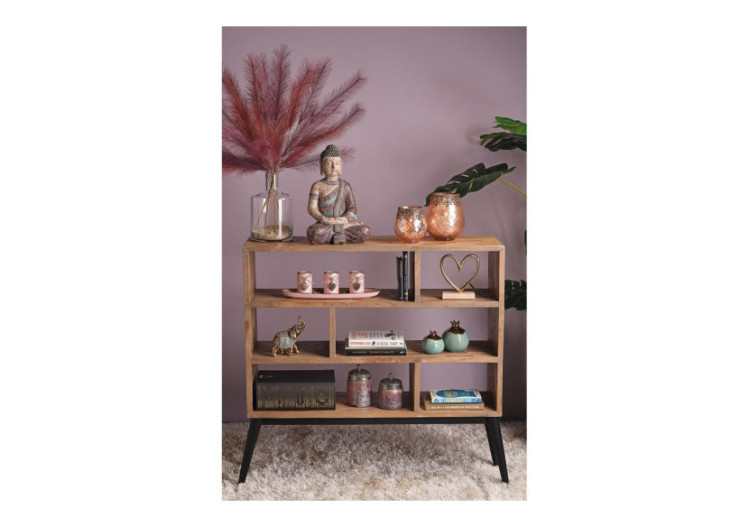 Bougeoir avec pierres décoratives - Bois rose 39x12x15cm - 10029704 - WURM 2