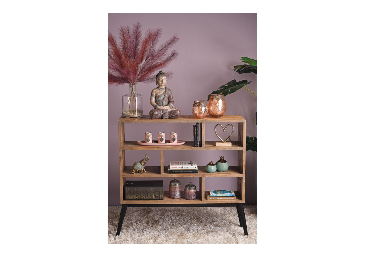 Bougeoir avec pierres décoratives - Bois rose 39x12x15cm - 10029704 - WURM