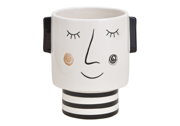 Cache-pot Femme en céramique - Noir/Blanc 14x15x11cm - 10029701 - WURM