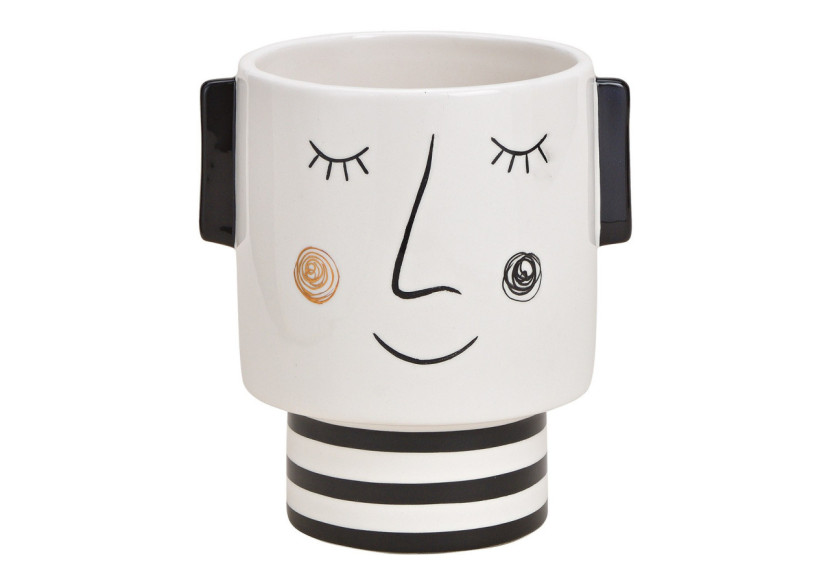 Cache-pot Femme en céramique - Noir/Blanc 14x15x11cm - 10029701 - WURM