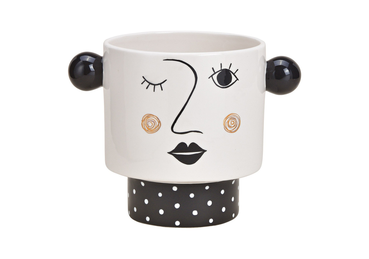 Cache-pot Femme en céramique - Noir/Blanc 22x17x15cm - 10029699 - WURM