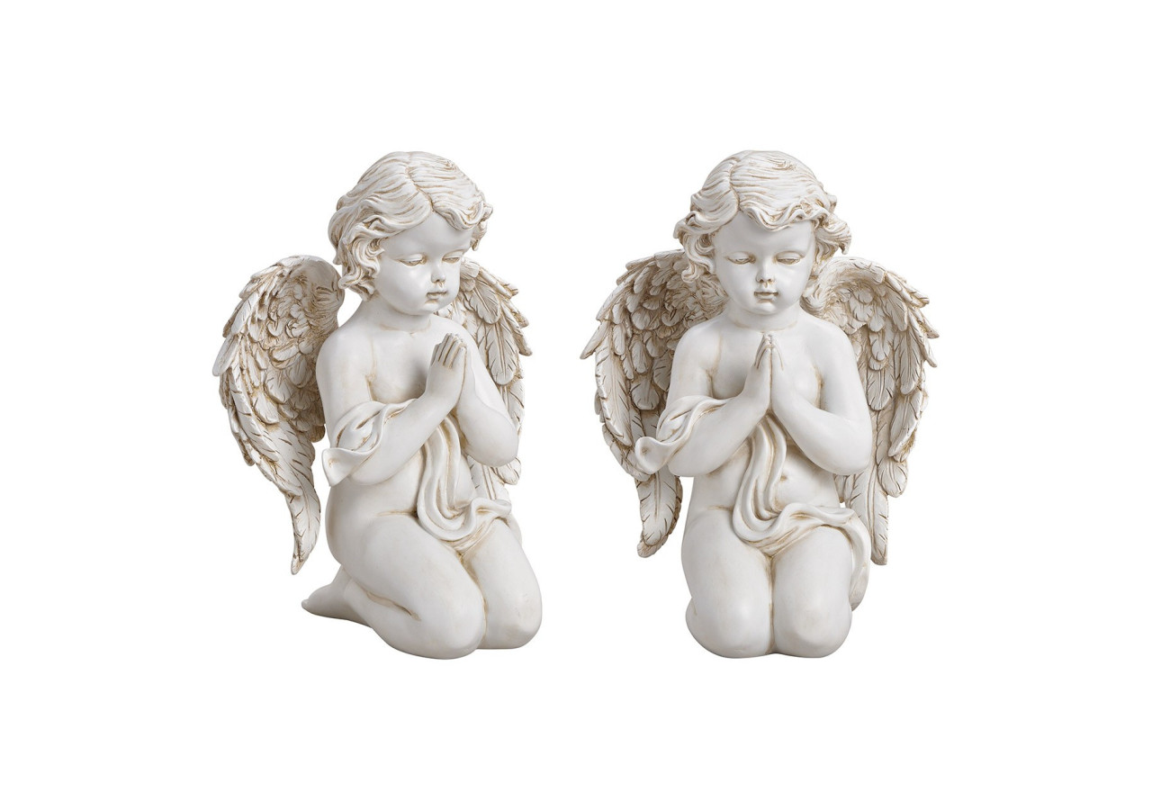 Statue d'Ange à genoux - Polyéthylène blanc 20x27x14cm - 10029681 - WURM