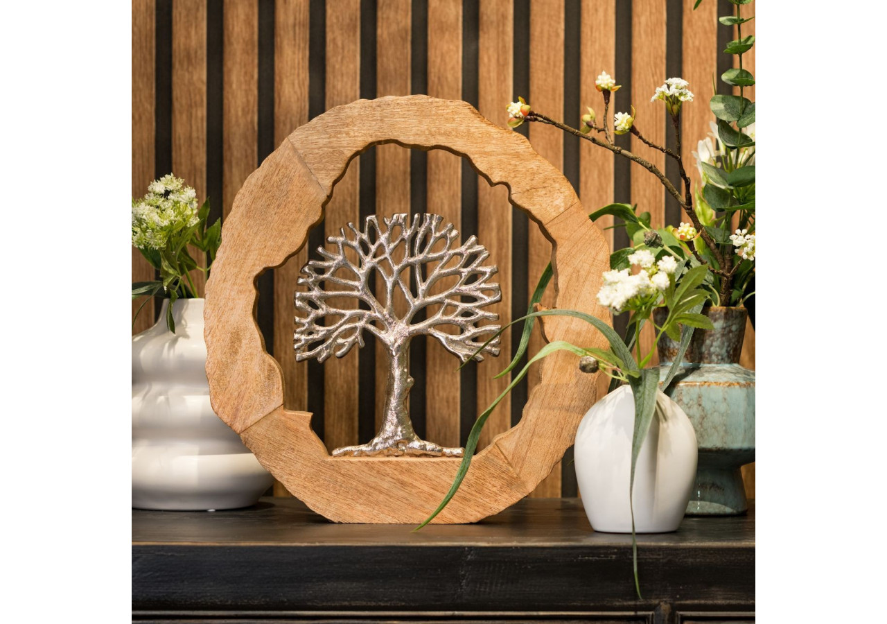Support Arbre en Métal avec Bois de Mangue - Dimensions 46x48x7cm - 10029599 - WURM