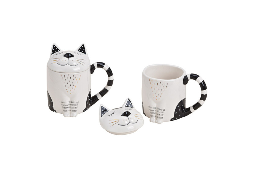 Mug Chat avec Couvercle en Céramique - 300ml, Dimensions 14x14x10cm - 10029271 - WURM