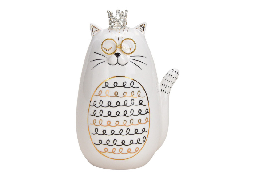 Chat avec Lunettes en Céramique - Dimensions 12x17x10cm - 10029231 - WURM