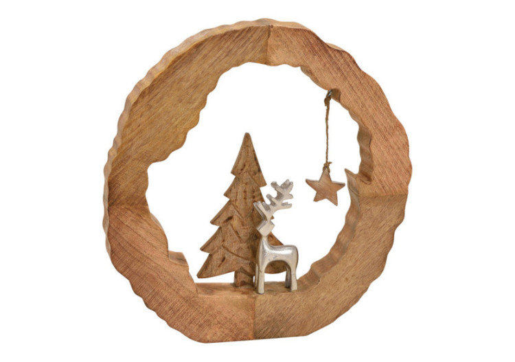 Décor Elan en Métal - Arbre en Bois de Mangue 36 x 39 x 5cm - 10028800 - WURM