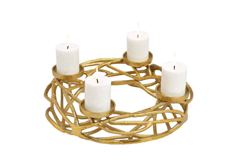 Couronne de l'Avent en métal - Support à bougies doré, 40x12x40 cm - 10028753 - WURM