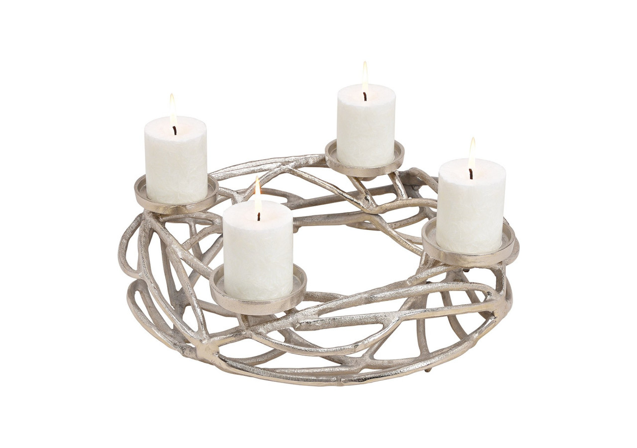 Couronne de l'Avent en métal - Support à bougies argenté, 40x12x40 cm - 10028752 - WURM