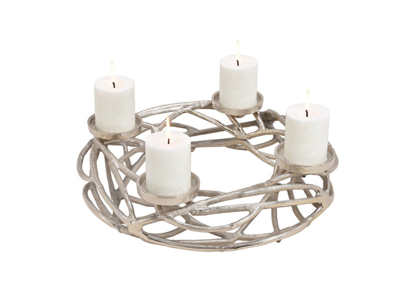 Couronne de l'Avent en métal - Support à bougies argenté, 40x12x40 cm - 10028752 - WURM