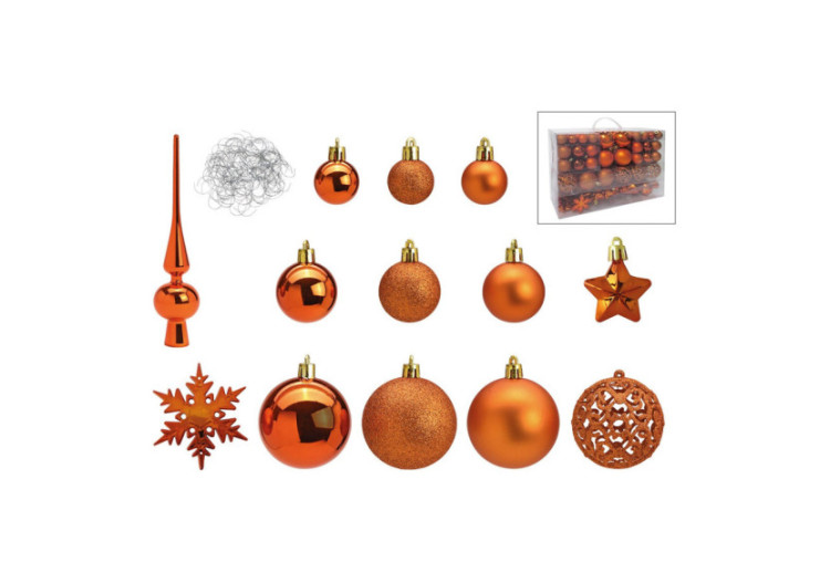 Boules de Noël en plastique - Set de 111 en cuivre, 3/4/6 cm - 10028712 - WURM