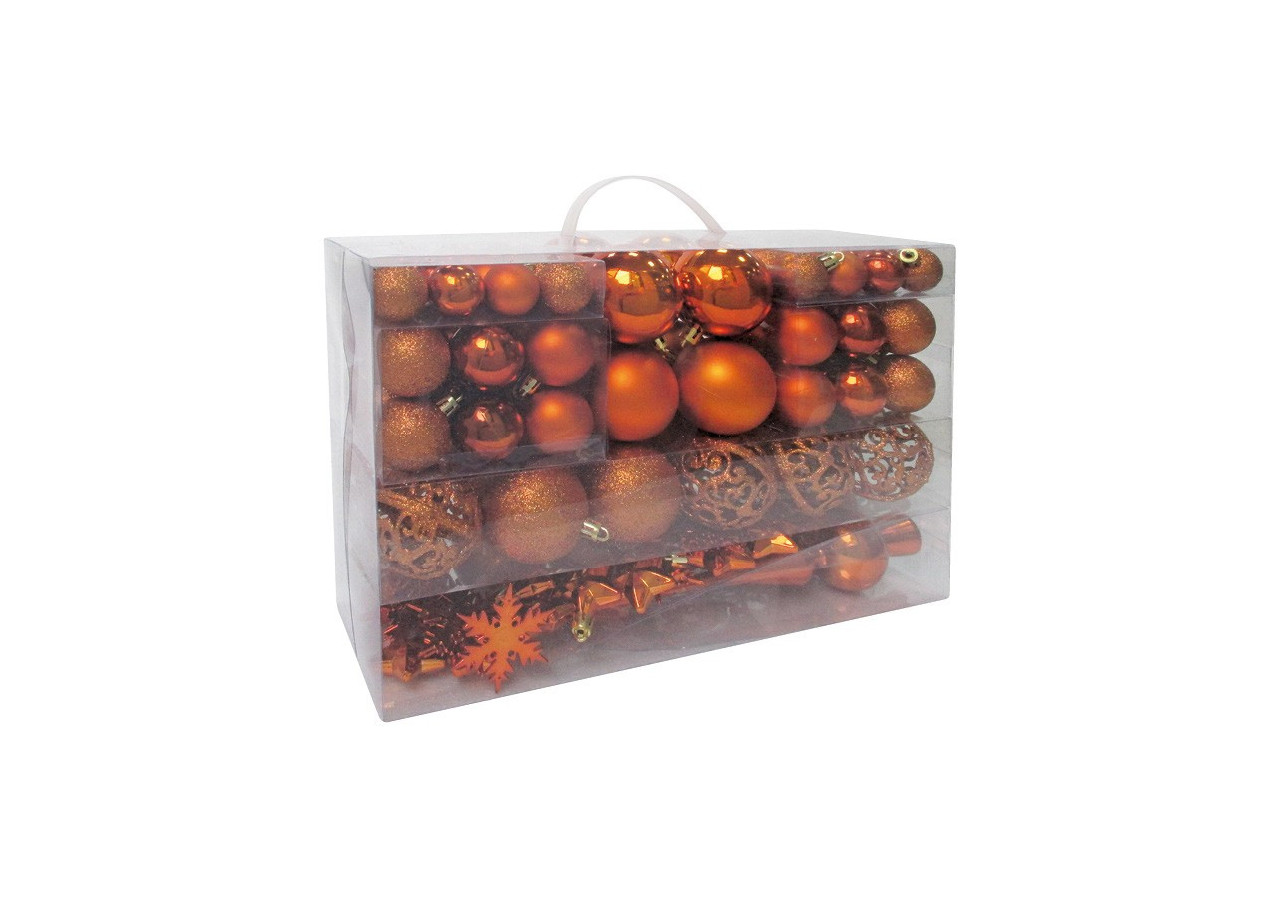 Boules de Noël en plastique - Set de 111 en cuivre, 3/4/6 cm - 10028712 - WURM