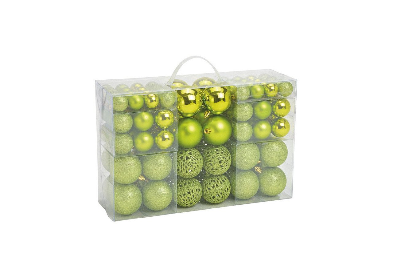 Boules de Noël en plastique - Set de 100 en vert, 3/4/6 cm - 10028709 - WURM