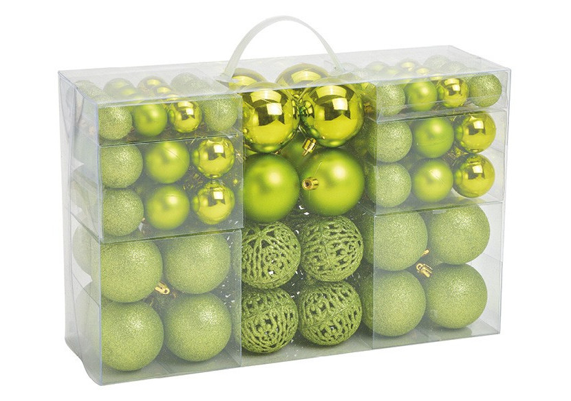 Boules de Noël en plastique - Set de 100 en vert, 3/4/6 cm - 10028709 - WURM