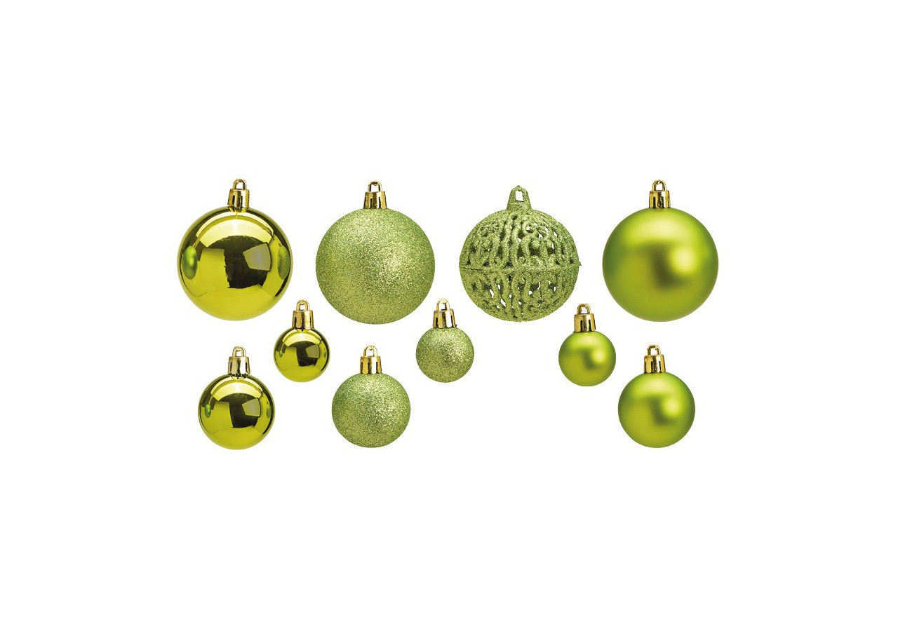 Boules de Noël en plastique - Set de 100 en vert, 3/4/6 cm - 10028709 - WURM