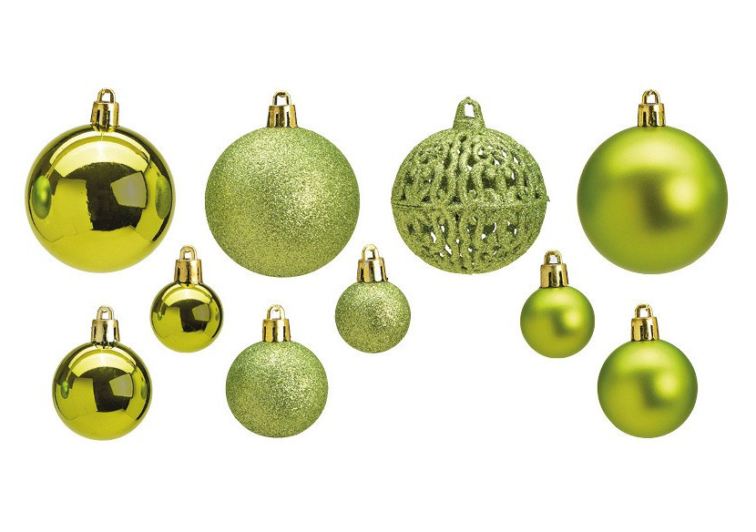 Boules de Noël en plastique - Set de 100 en vert, 3/4/6 cm - 10028709 - WURM