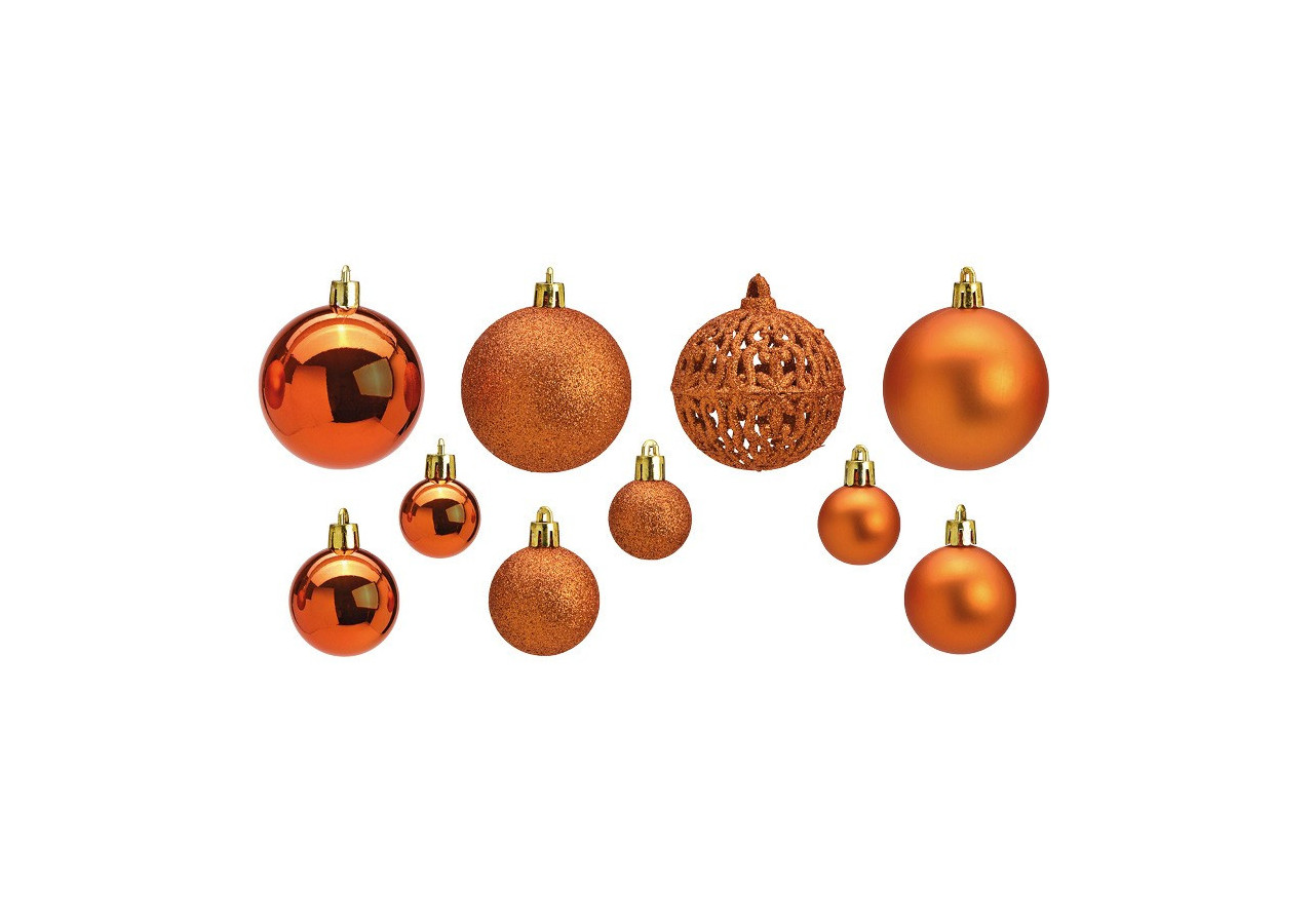 Boules de Noël en plastique - Set de 100 en cuivre, 3/4/6 cm - 10028708 - WURM