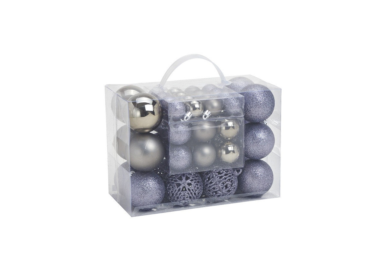 Boules de Noël en plastique - Set de 50 en gris 3/4/6cm - 10028706 - WURM