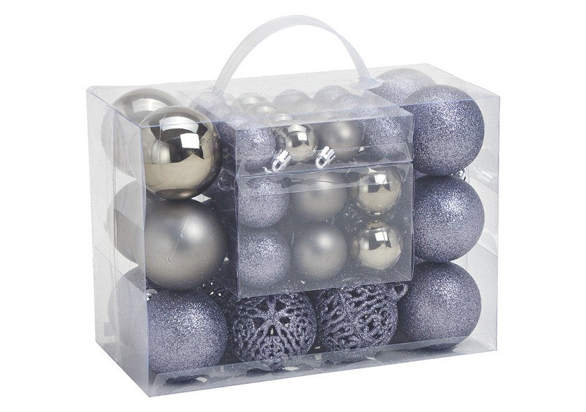 Boules de Noël en plastique - Set de 50 en gris 3/4/6cm - 10028706 - WURM