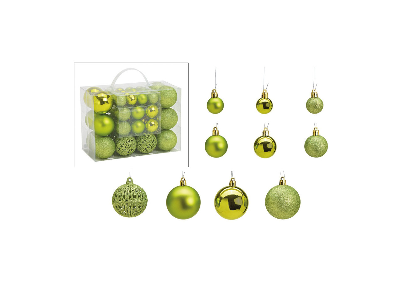 Boules de Noël en plastique - Set de 50 en vert 3/4/6cm - 10028705 - WURM