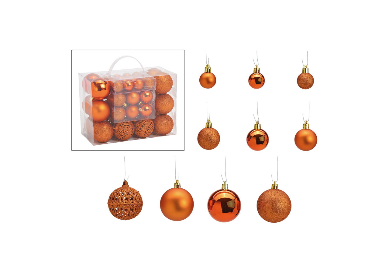 Boules de Noël en plastique - Set de 50 en cuivre 3/4/6cm - 10028704 - WURM
