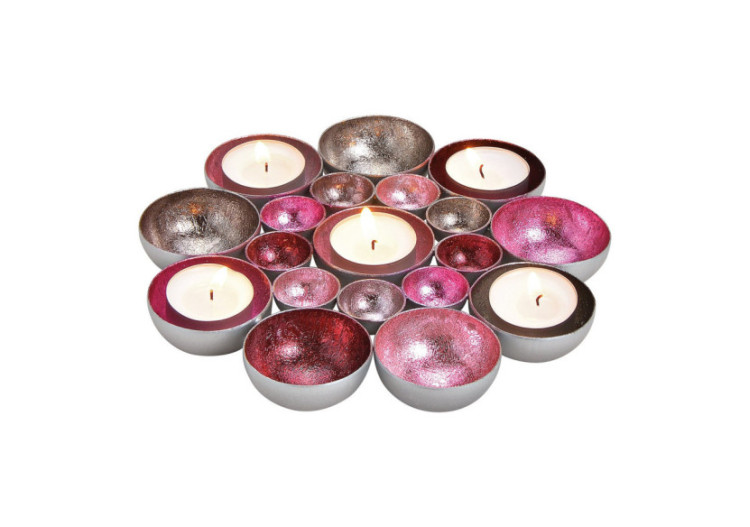 Bougeoir/Plat en métal - Rose/Rosa/Argent 20x3x20cm - 10028680 - WURM