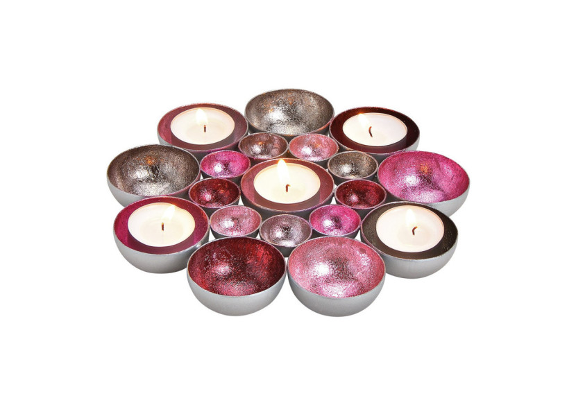 Bougeoir/Plat en métal - Rose/Rosa/Argent 20x3x20cm - 10028680 - WURM