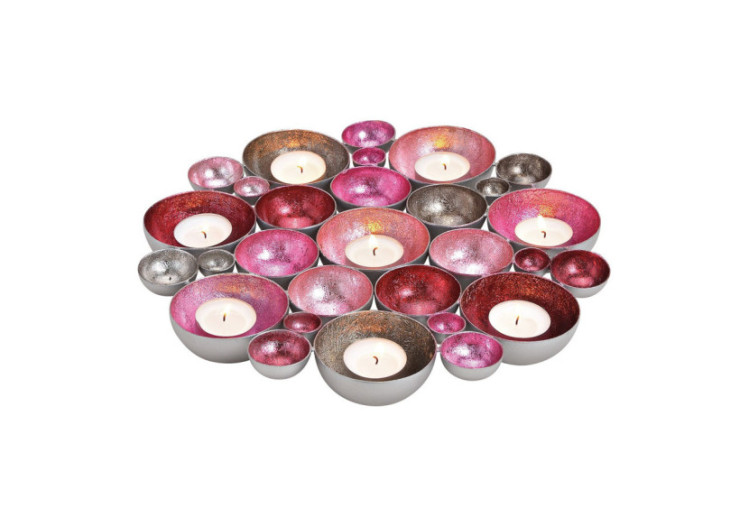 Bougeoir en métal - Rose/Argent 30x4x30cm - 10028679 - WURM