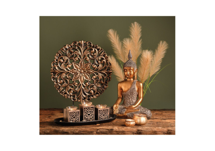 Bougeoirs en pin - Set de 3 en verre noir et doré 39 x 13 x 14 cm - 10028480 - WURM 2