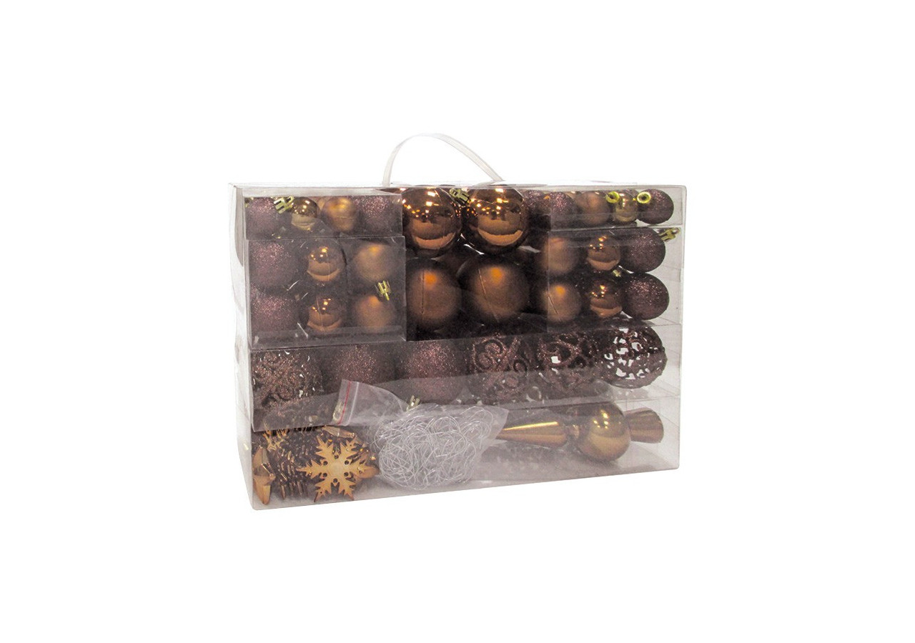 Ornements de Noël en plastique - Ensemble de 111 boules brunes 3/4/6 cm - 10028477 - WURM