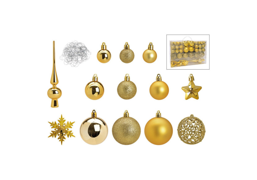 Ornements de Noël en plastique - 111 pièces Dorées 3/4/6cm - 10028474 - WURM Ornements de Noël en plastique - 111 pièces Dorées 3/4/6cm - 10028474 - WURM