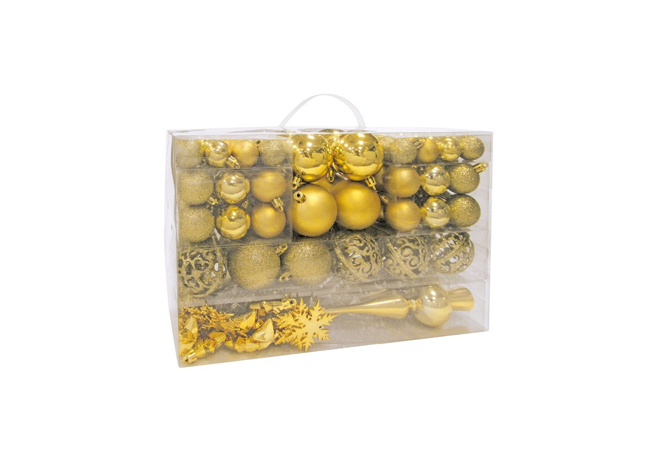 Ornements de Noël en plastique - 111 pièces Dorées 3/4/6cm - 10028474 - WURM