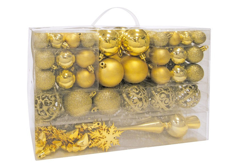 Ornements de Noël en plastique - 111 pièces Dorées 3/4/6cm - 10028474 - WURM Ornements de Noël en plastique - 111 pièces Dorées 3/4/6cm - 10028474 - WURM