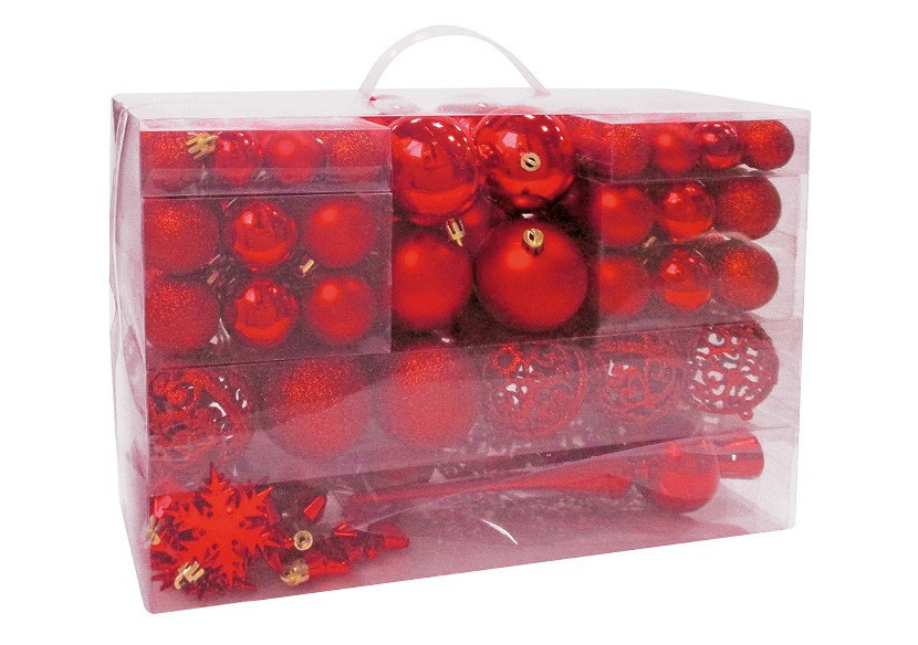 Ornements de Noël en plastique - 111 pièces Rouges 3/4/6cm - 10028473 - WURM Ornements de Noël en plastique - 111 pièces Rouges 3/4/6cm - 10028473 - WURM