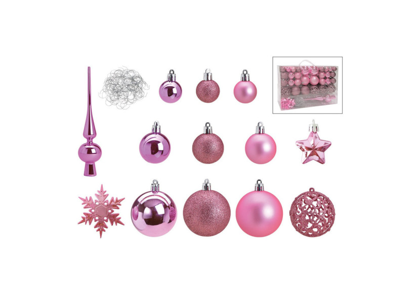 Ornements de Noël en plastique - 111 pièces Rose/Pink 3/4/6cm - 10028472 - WURM Ornements de Noël en plastique - 111 pièces Rose/Pink 3/4/6cm - 10028472 - WURM